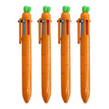 Carrot-shaped six-color ballpoint pens (4 pieces) - Fun and cute stationery pens