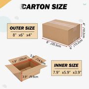 8x6x4 Inch Shipping Boxes Heavy Duty Cardboard Moving Storage Box Pack of 10 25