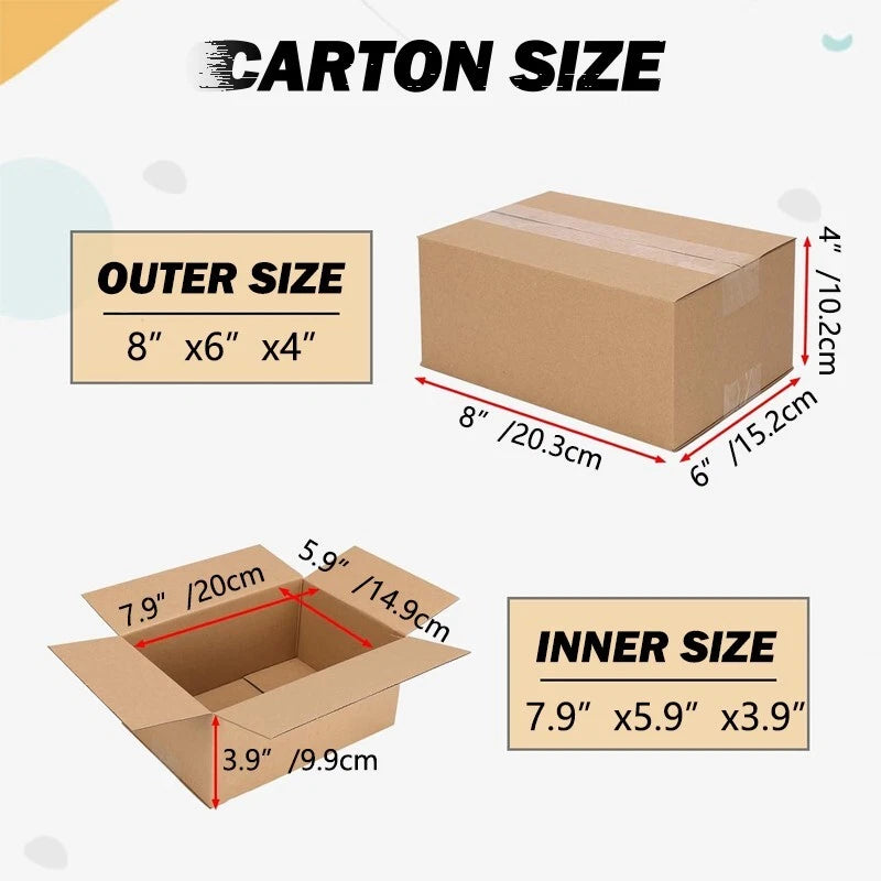 8x6x4 Inch Shipping Boxes Heavy Duty Cardboard Moving Storage Box Pack of 10 25