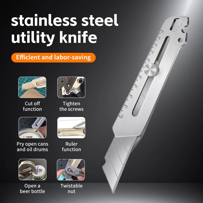 Stainless Steel Utility Knife 20x157mm | Retractable Blade | 1-Pack