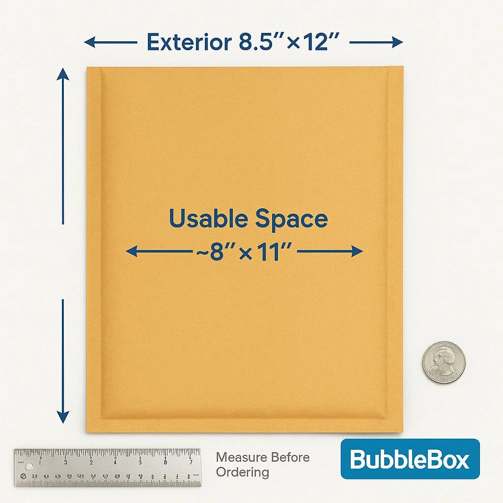 #2 8.5x12 kraft paper bubble mailing bags, 25 packs of yellow filled envelopes