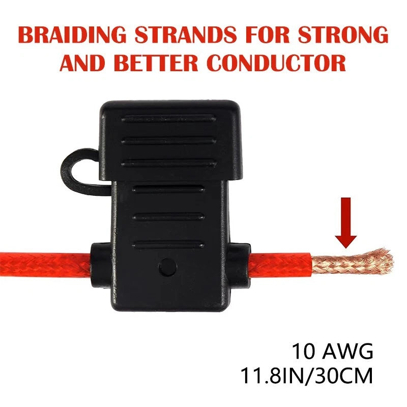10 AWG inline fuse holder - 12 volt fuse holder suitable for 40A blade fuses