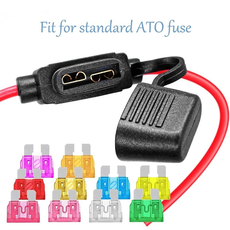 10-piece 14AWG inline fuse holder - suitable for 15A blade fuses