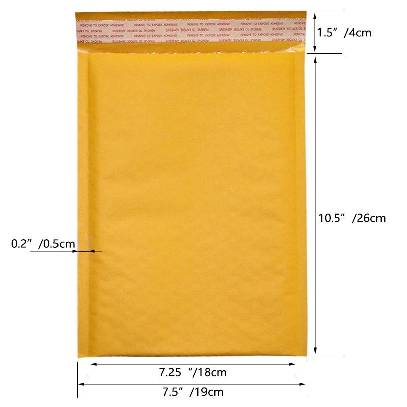 7.5x12 yellow cowhide bubble mail padded envelope bag shock-absorbing bag