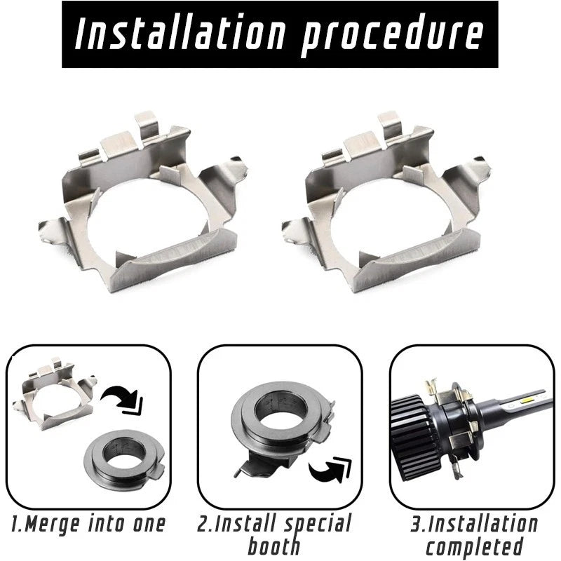 For Mercedes-Benz H7 LED Headlight Bulb Adapter Bracket Base Kit (TK120) 2pcs