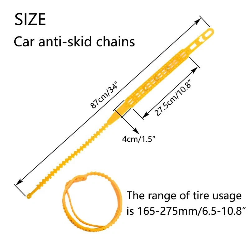 10-piece anti-slip tire chains, suitable for emergency use on passenger cars.