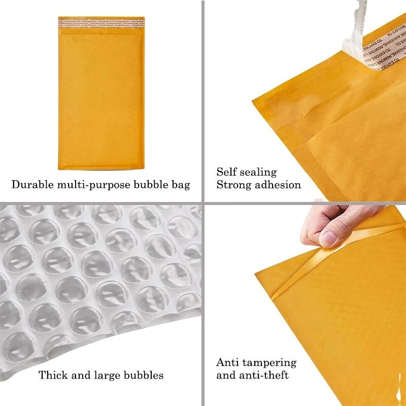 7.5x12 yellow cowhide bubble mail padded envelope bag shock-absorbing bag