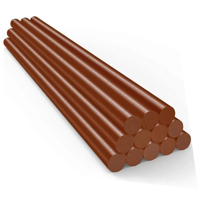 Ultra-high viscosity hot glue rods in bulk brown are used for handcrafting