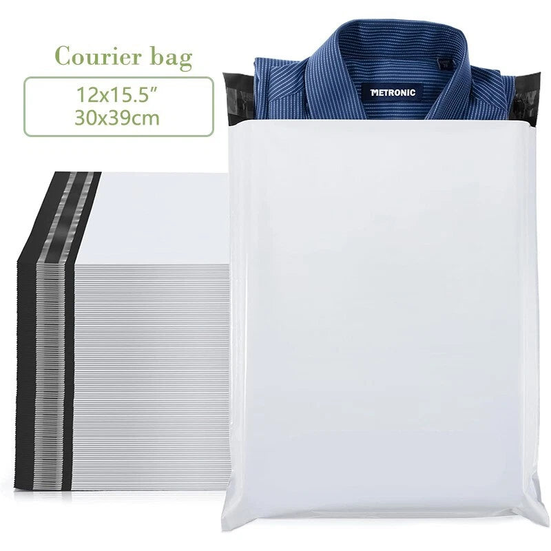 12x15.5 small waterproof mailing transport bag, flexible mailing bag in white