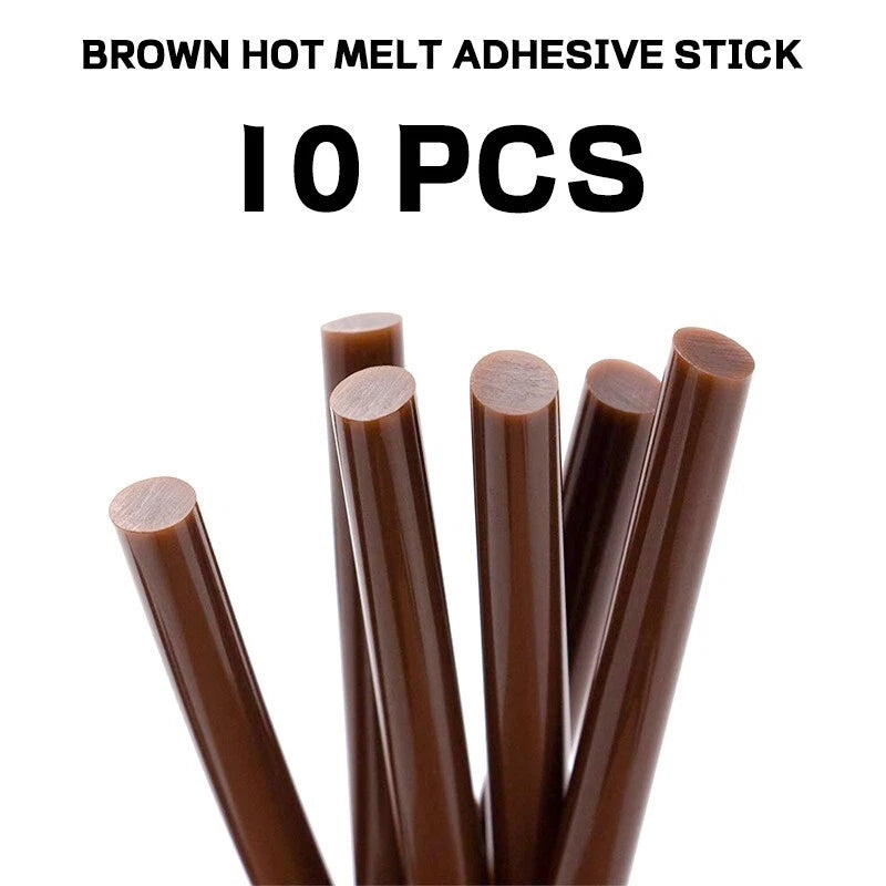 Ultra-high viscosity hot glue rods in bulk brown are used for handcrafting