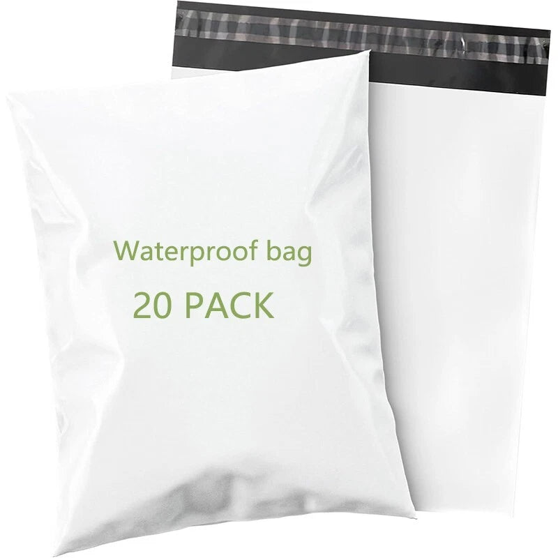12x15.5 small waterproof mailing transport bag, flexible mailing bag in white