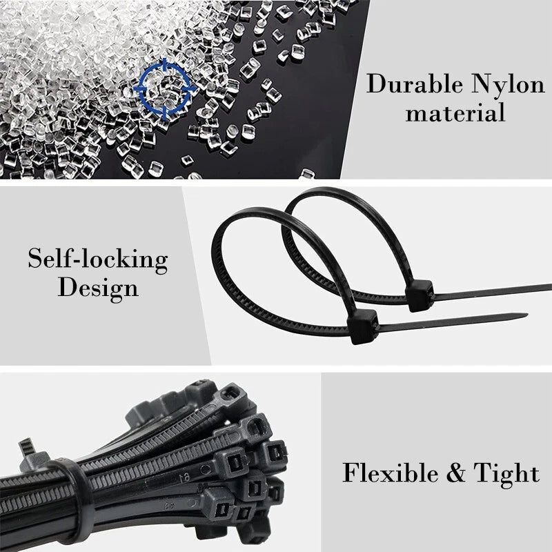 Zip tie 4 inches (about 100mm),18 pounds tensile strength black tie,1000pcs /bag