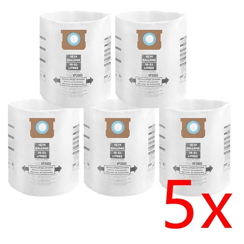 5 pcs Replacement Bags for Shop-Vac 10-14-Gallon High Efficiency 90672 I 906720