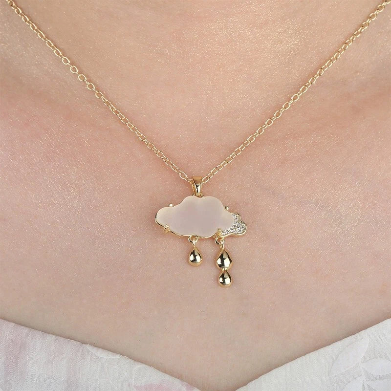 Cloud water drop necklace, ladies' pendant, tear drop necklace, birthday gift
