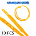 10-piece anti-slip tire chains, suitable for emergency use on passenger cars.