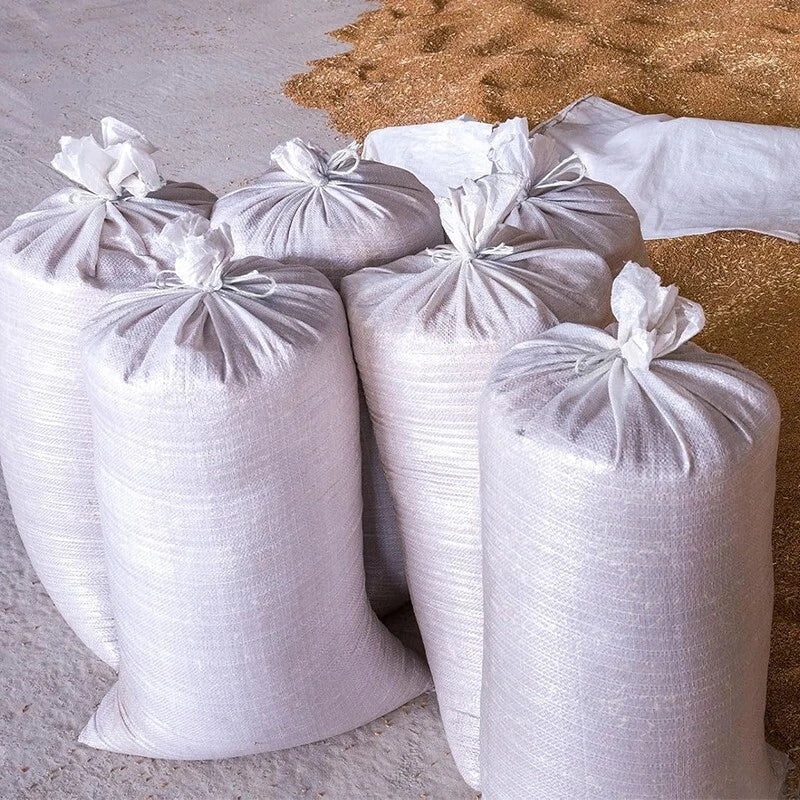 50/100 bags, white woven polypropylene sandbags, for flood control construction