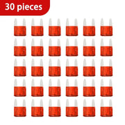 30-Pack 10 amp mini fuses, mini automotive blade fuses for cars, RVs, trucks, SUVs