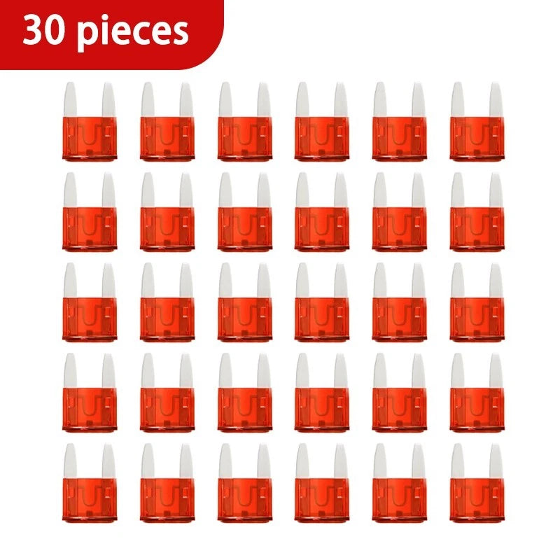 30pcs 10 amp mini fuses, mini automotive blade fuses for cars, RVs, trucks, SUVs