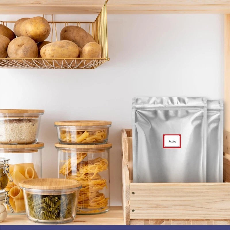 Polyester film bags, aluminum foil, off-white silver food packages, 20 pieces