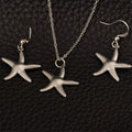 Ocean-Themed Starfish Pendant Necklace Set, Elegant Silver Jewelry