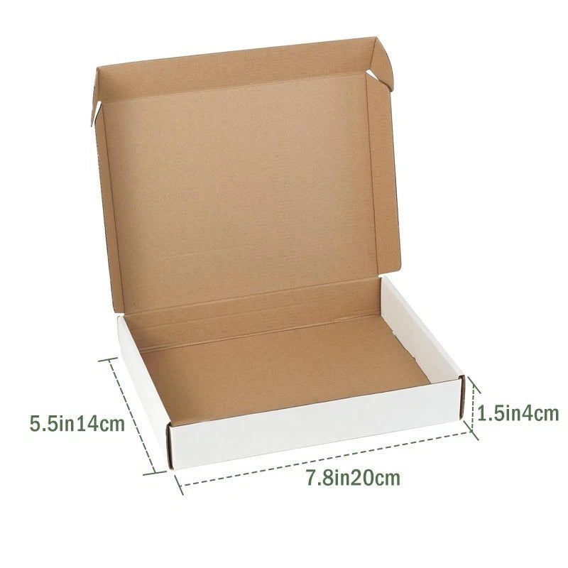 7.8x 5.5 x 1.5 Inch Shipping Carton Set (25-Pack) — White Cardboard Mailer Boxes