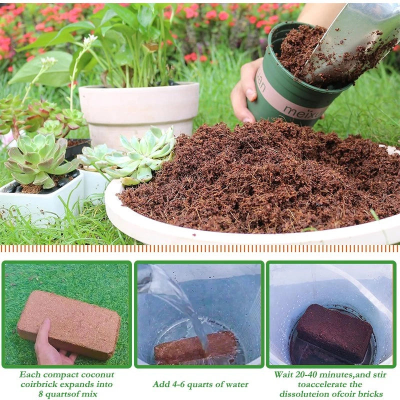 10-pack coir bricks 5x10x20cm | Organic coconut fiber planting medium