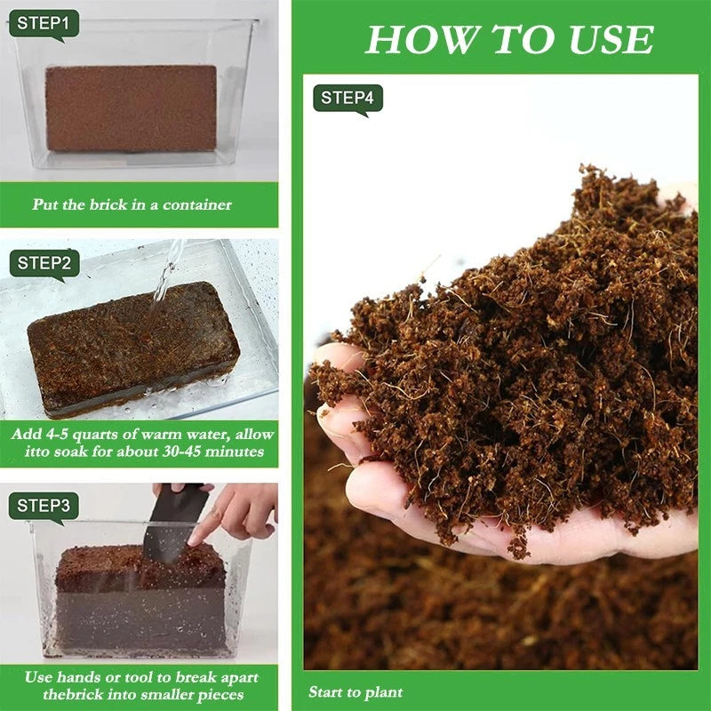 10-pack coir bricks 5x10x20cm | Organic coconut fiber planting medium