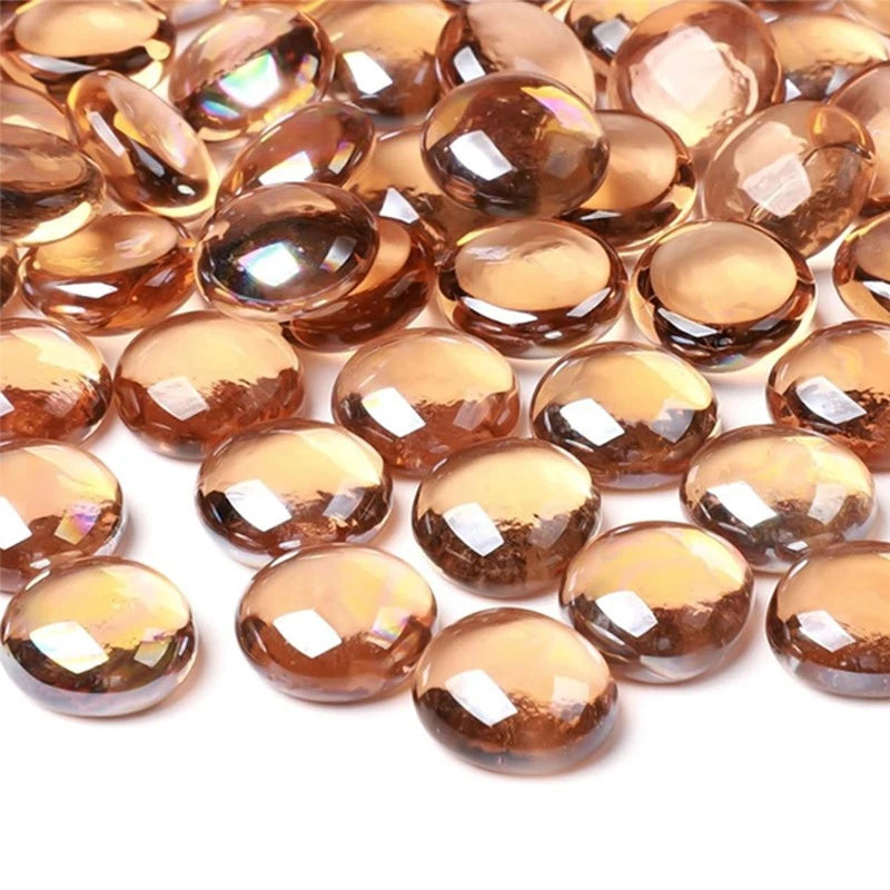 8.8lb champagne-colored glass fire pit flat beads, for fire pit and fireplace