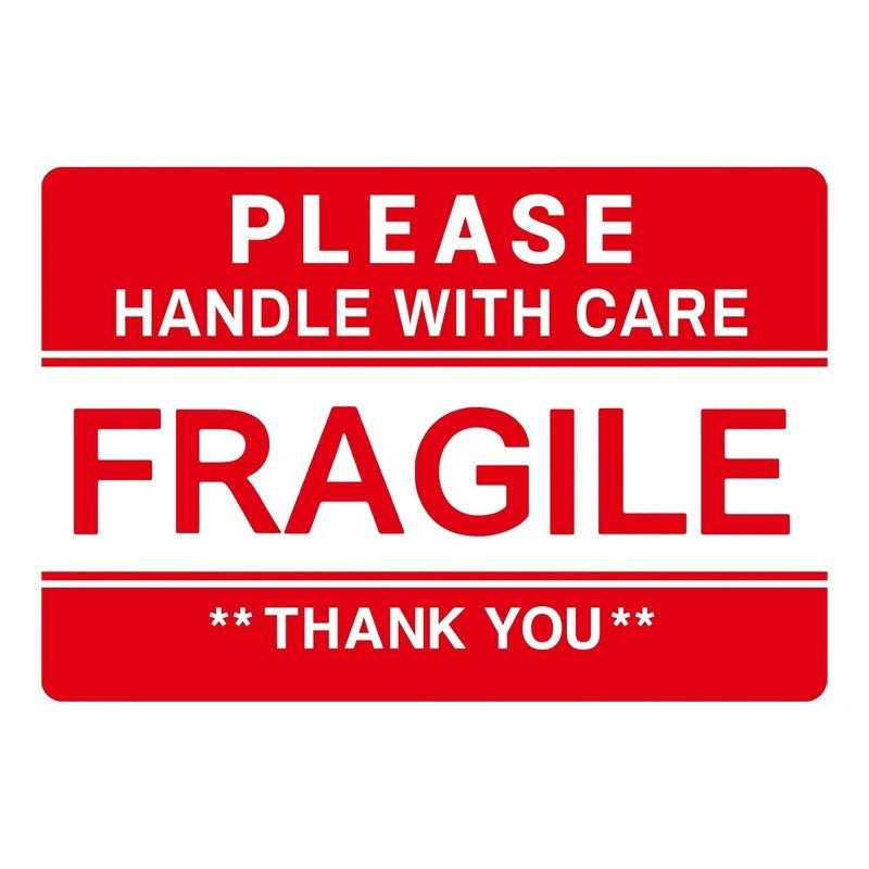 10 red fragile sticker warning labels (5x9 cm) for shipping and packaging boxes