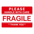 10 red fragile sticker warning labels (5x9 cm) for shipping and packaging boxes