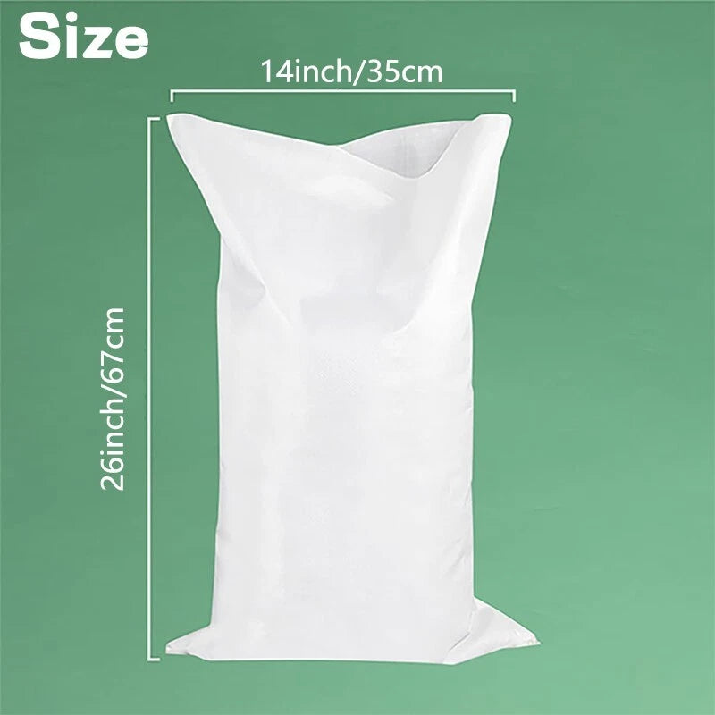 Heavy duty waterproof outdoor woven polypropylene bag,26 x 14" /60 x 40" (white)