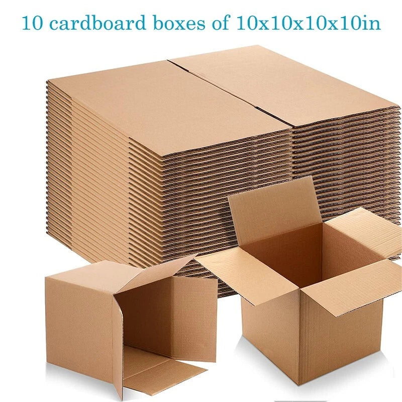[5-Pack] 10x10x10 Inch Heavy-Duty Corrugated Boxes｜Perfect for Moving, Storage
