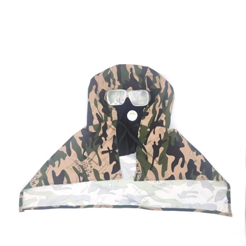 Camouflage Dust Cap Hood with Face Cover - Full Head Neck Protection for Sandbla