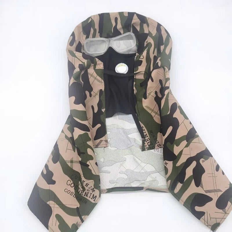 Camouflage Dust Cap Hood with Face Cover - Full Head Neck Protection for Sandbla