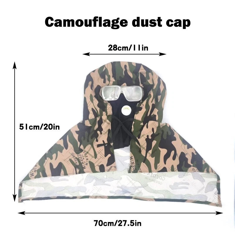 Camouflage Dust Cap Hood with Face Cover - Full Head Neck Protection for Sandbla