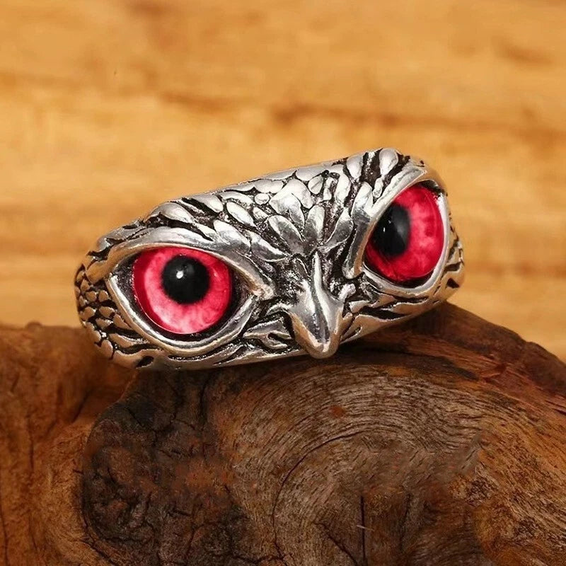 Adjustable Demon Owl Eye Ring - Gothic Animal Jewelry with Lucky Symbol