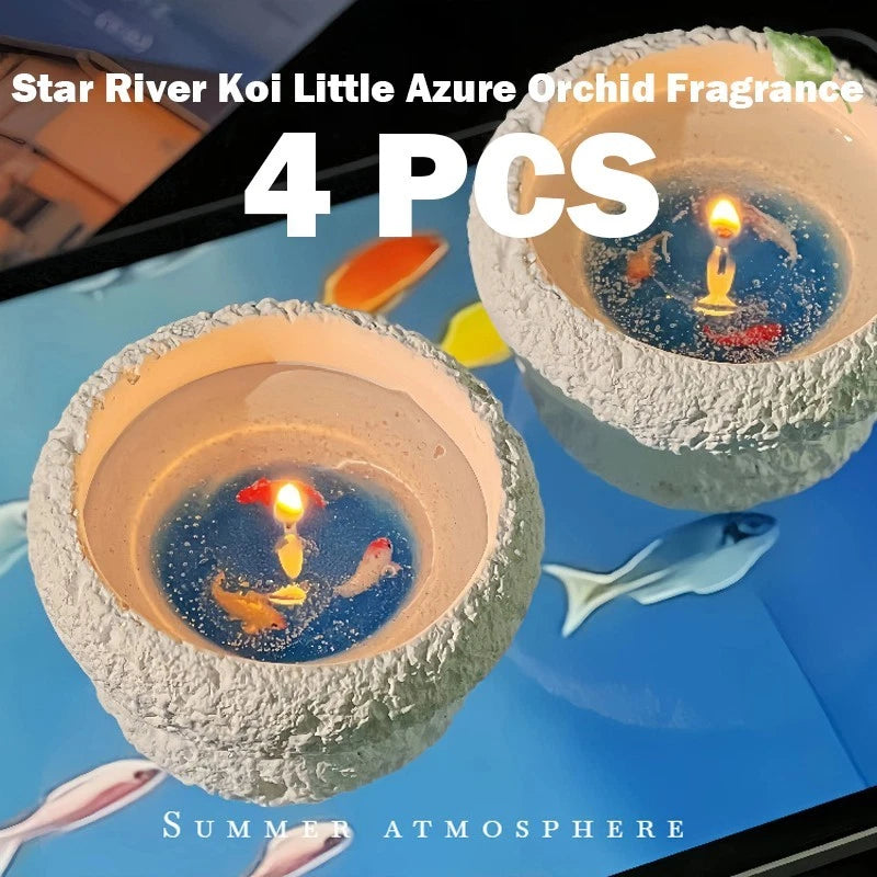 Scented candles (4 pcs), Freesia/Ocean scent, for relaxation and air freshening