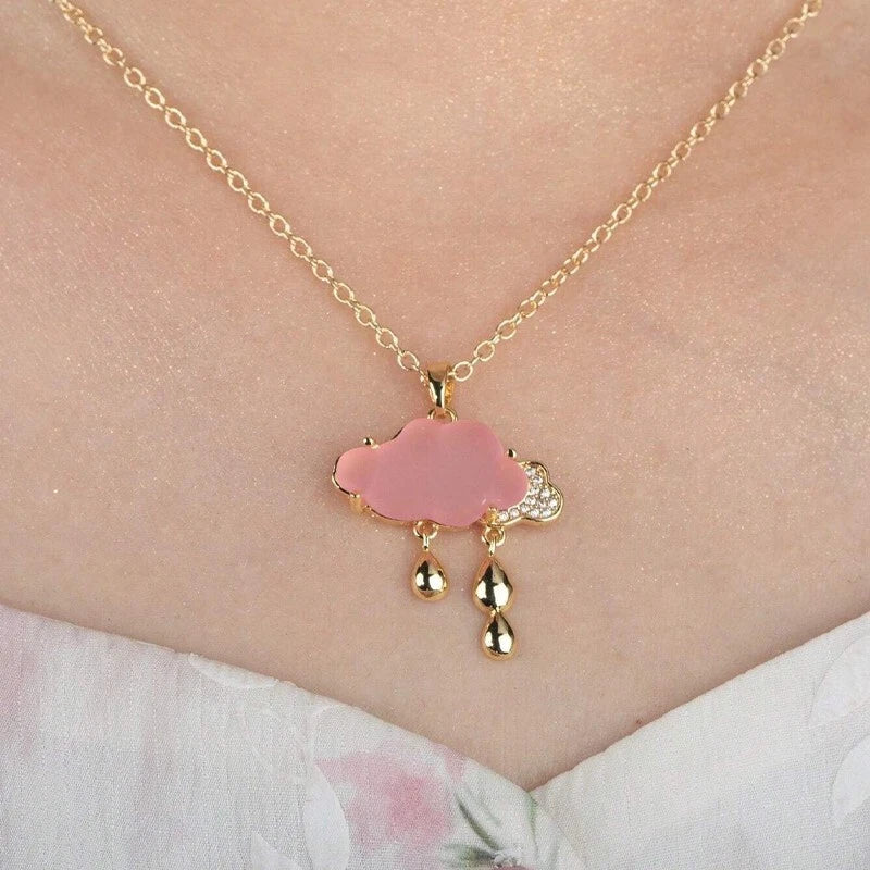 Cloud water drop necklace, ladies' pendant, tear drop necklace, birthday gift