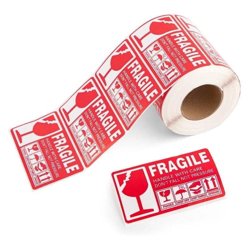 20pcs red fragile stickers (7x13 cm) | Shipping labels for boxes and packages