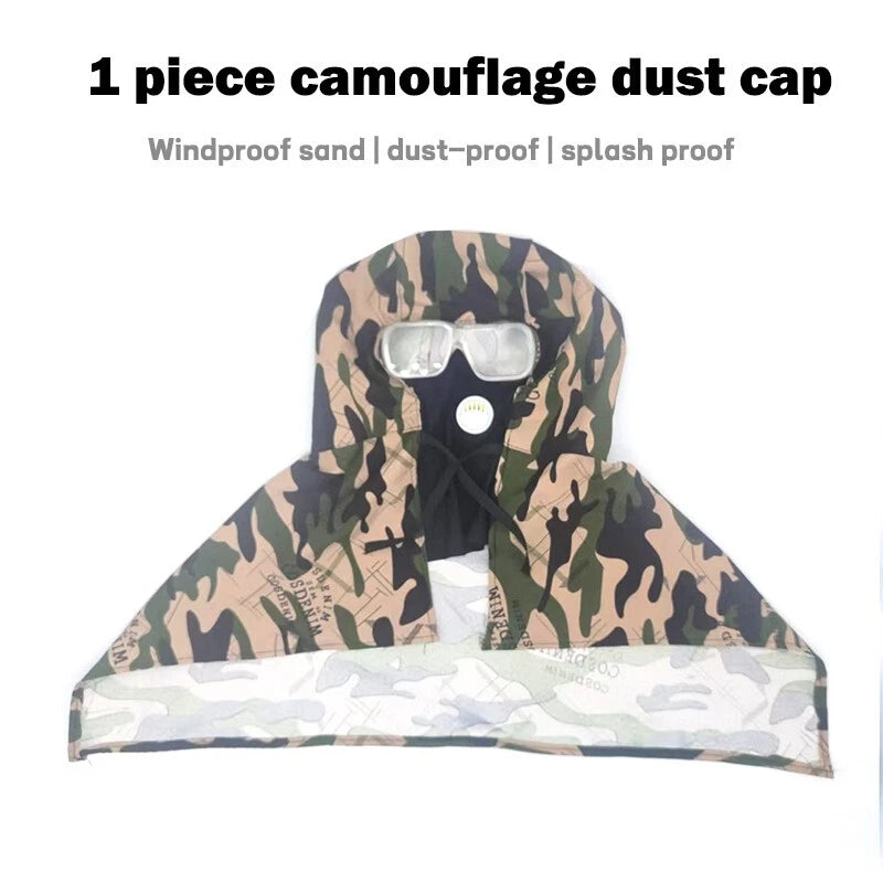 Camouflage Dust Cap Hood with Face Cover - Full Head Neck Protection for Sandbla
