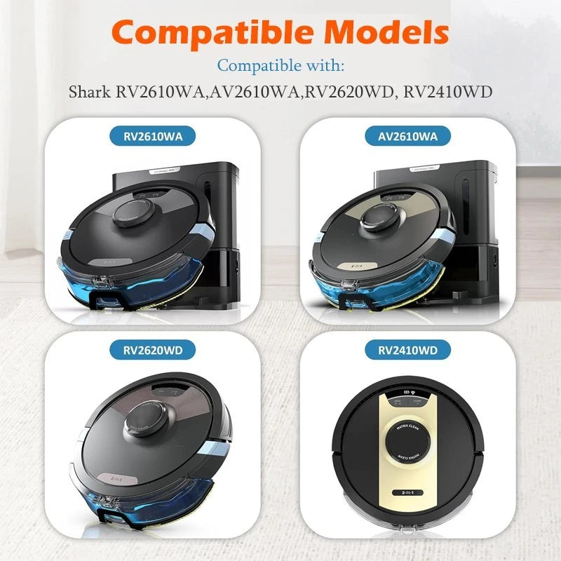 RV2610WA vacuum mop replacement kit, includes 4 mop pads and 4 side brushes.