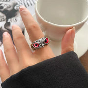 Adjustable Demon Owl Eye Ring - Gothic Animal Jewelry with Lucky Symbol