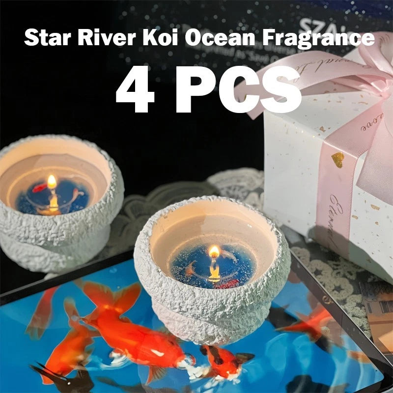 Scented candles (4 pcs), Freesia/Ocean scent, for relaxation and air freshening