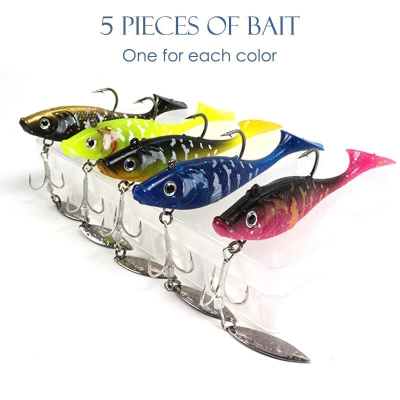 5-piece set of realistic fishing bait, long throw and sink, artificial bait