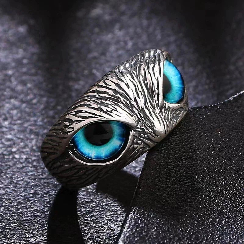 Adjustable Demon Owl Eye Ring - Gothic Animal Jewelry with Lucky Symbol