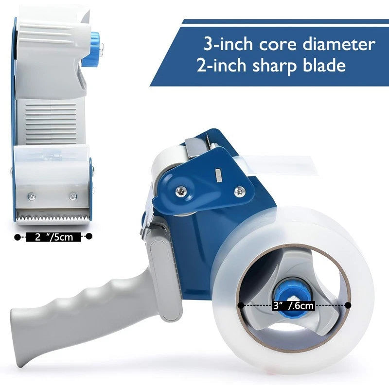 2-inch Blue and White Tape Dispenser | Heavy-Duty Carton Sealing Tape Gun 2 pcs