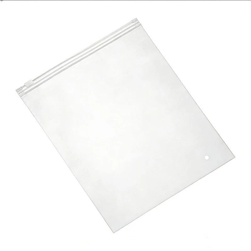 20 frosted zipper garment bags, 7x8in, bulk packaging, with ventilation holes.