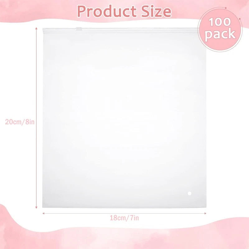 20 frosted zipper garment bags, 7x8in, bulk packaging, with ventilation holes.