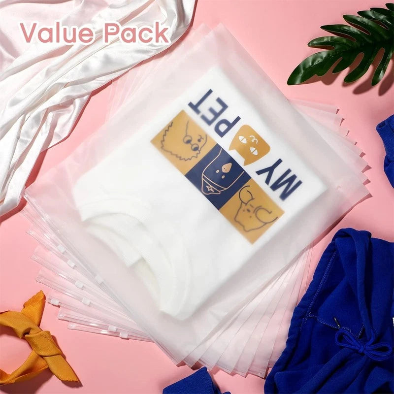 20 frosted zipper garment bags, 7x8in, bulk packaging, with ventilation holes.