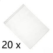 20 frosted zipper garment bags, 10x14in, bulk packaging, with ventilation holes.